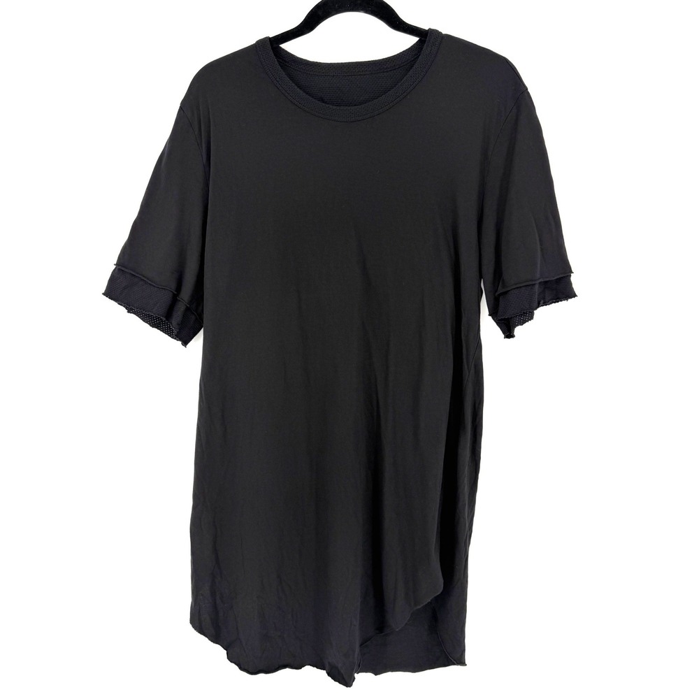 Lost & Found Ria Dunn T-Shirt Dress M Black Asymmetrical Raw Edge Made In Italy